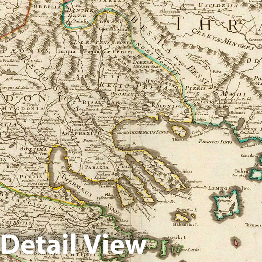 Historic Map : Greece; Macedonia, Balkan Peninsula 1708 Graeciae pars Septentrionalis. , Vintage Wall Art