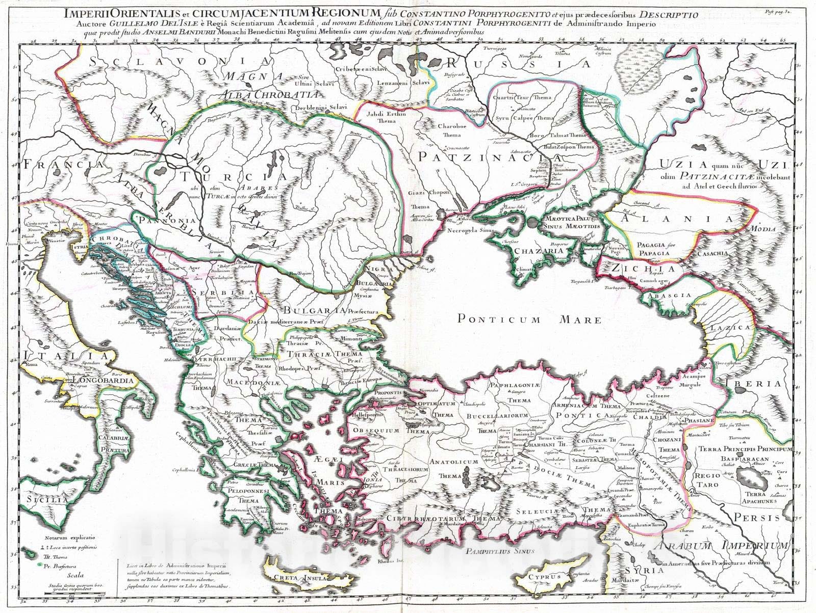 Historic Map : Greece; Turkey, Byzantine Empire, Asia; Europe 1715 Imperii Orientalis et Circumjacentium Regionum. , Vintage Wall Art