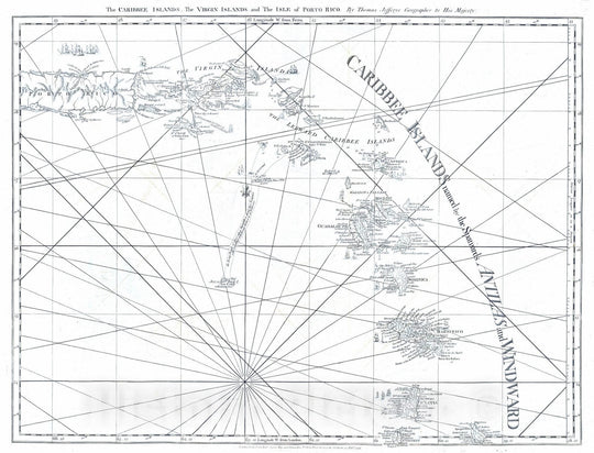Historic Map : 1775 The Caribbee Islands, the Virgin Islands, and the Isle of Porto Rico. - Vintage Wall Art
