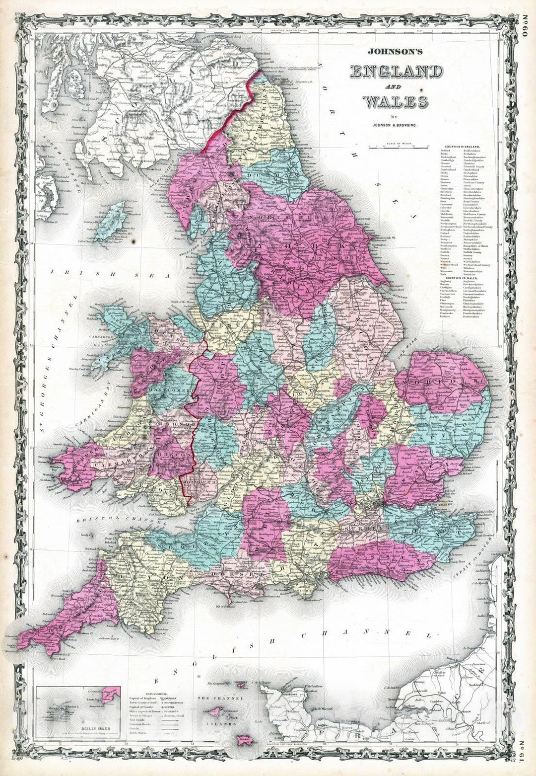 Historic Map : 1860 England and Wales. - Vintage Wall Art