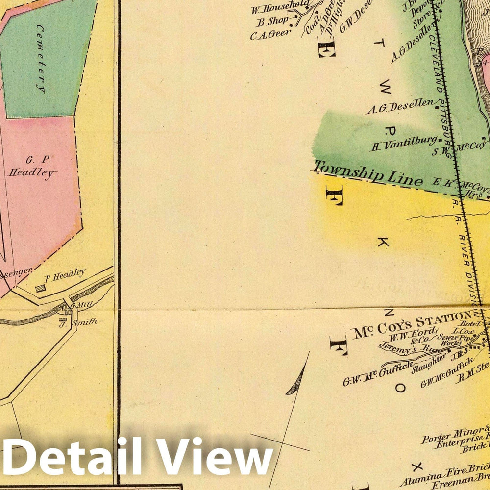 Historic Map : 1877 Upper Ohio River and Valley part IV, 47 to 64 miles below Pittsburgh, New Cumberland, W.V, - Vintage Wall Art