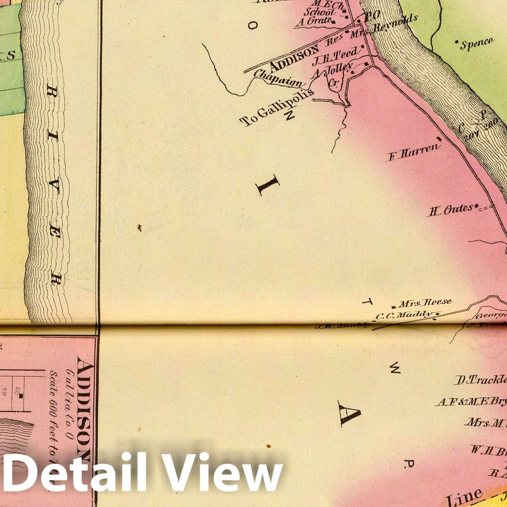 Historic Map : 1877 Upper Ohio River and Valley part XV, 253 to 271 miles below Pittsburgh, (with) Cheshire, Addison, Shepards City, O, Elenipsico, W. Va