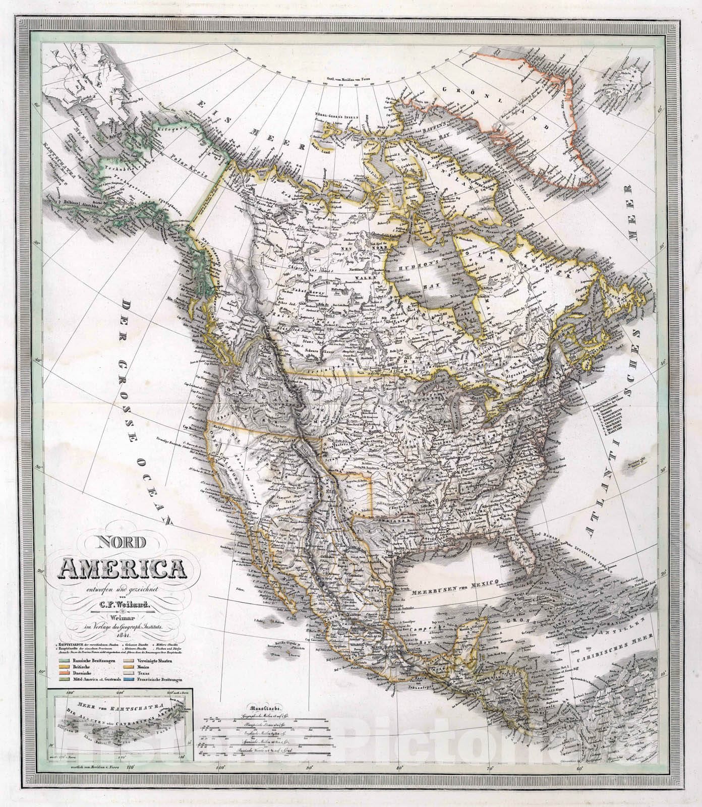 Historic Map : 1841 Nord America. North America. - Vintage Wall Art