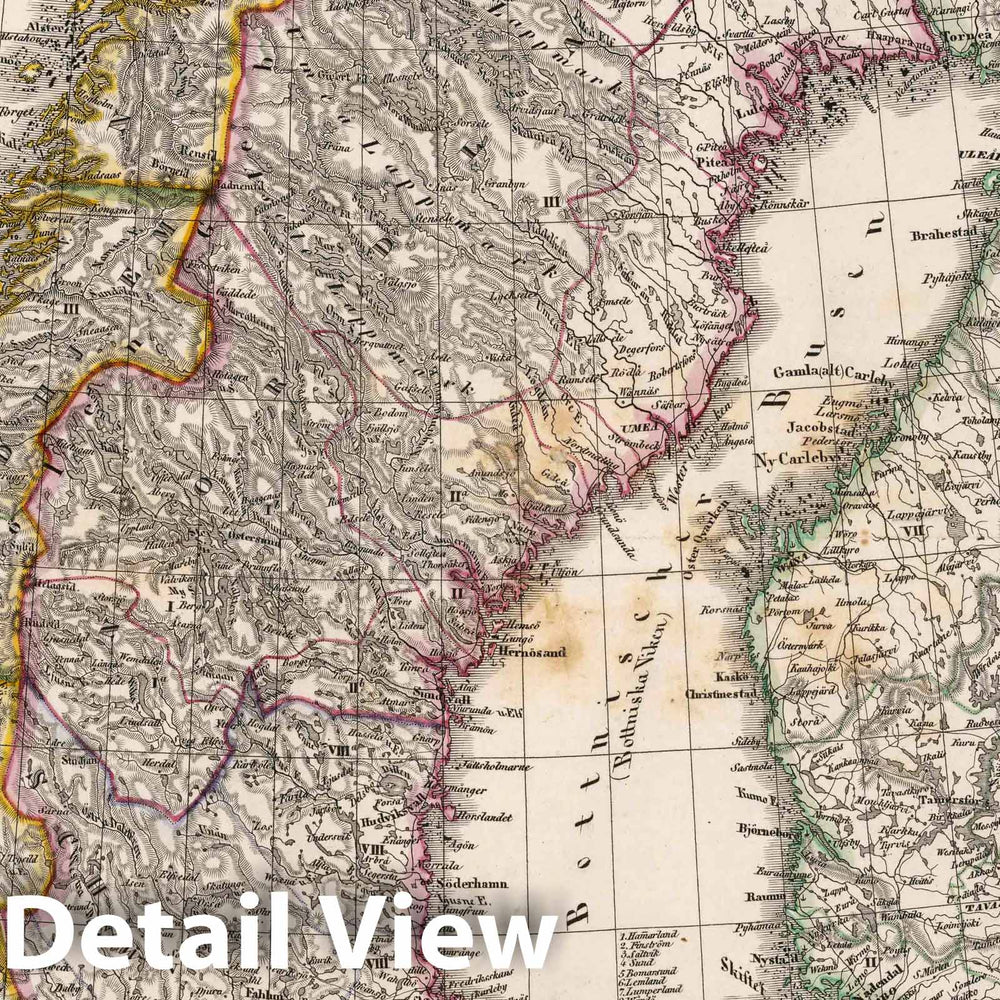 Historic Map : Sweden, 1847 Schweden, Norwegen und Finland , Vintage Wall Art