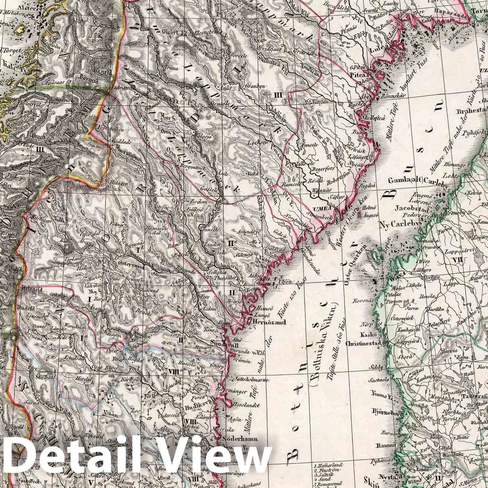 Historic Map : Sweden, Scandinavia 1849 Schweden und Norwegen , Vintage Wall Art