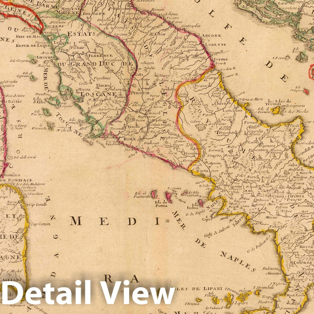 Historic Map : Italy, 1729 L'Italie Divisee en ses Estats. , Vintage Wall Art