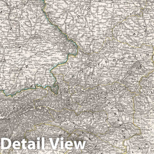 Historic Map : Germany, 1854 Sud-Deutschland und dessen Nachbarlandern , Vintage Wall Art