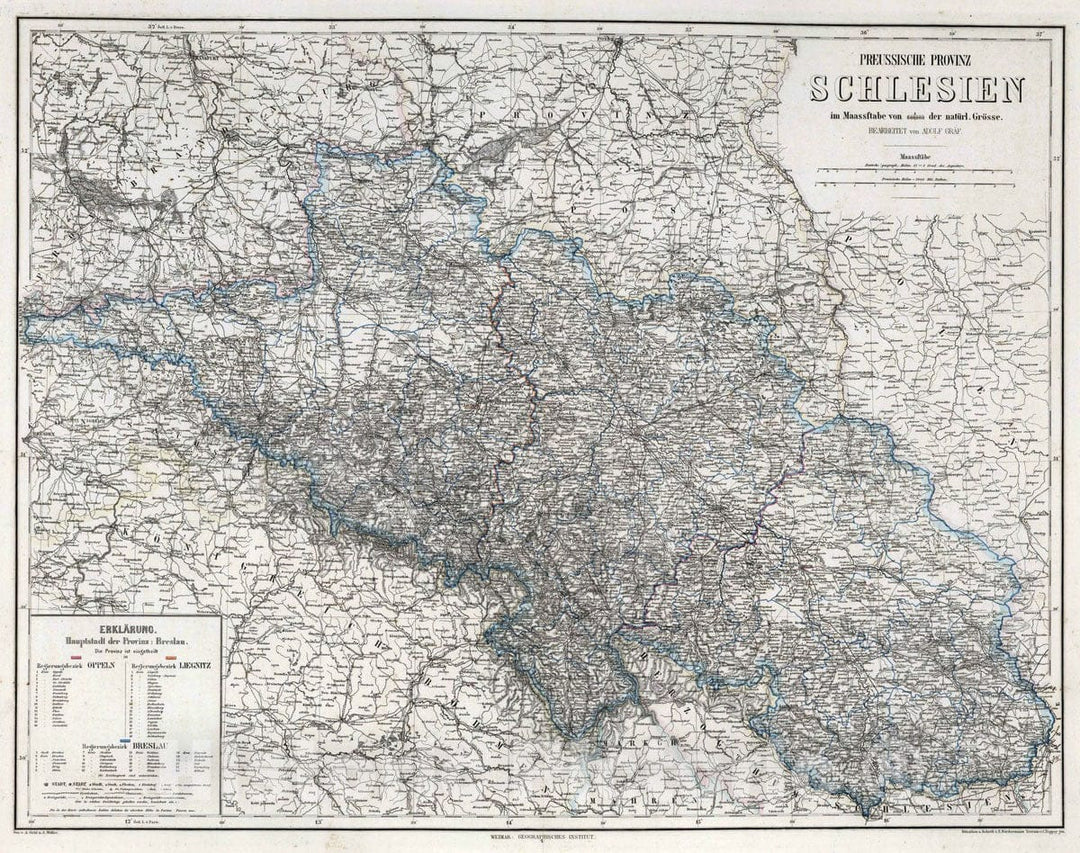 Historic Map : 1879 Silesia, Poland. - Vintage Wall Art