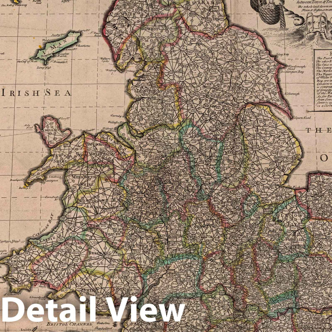 Historic Map : 1745 The Travellers Guide thorough England and Wales. - Vintage Wall Art