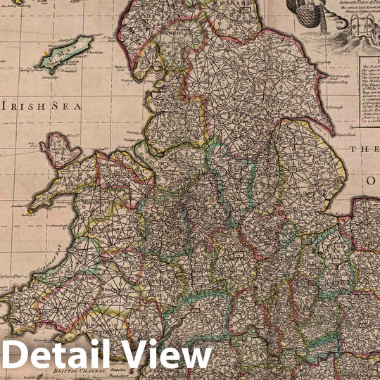 Historic Map : 1745 The Travellers Guide thorough England and Wales. - Vintage Wall Art