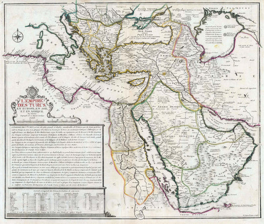 Historic Map : Turkey, Middle East 1715 L'Empire des Turcs en Europe, en Asie, et en Afrique , Vintage Wall Art