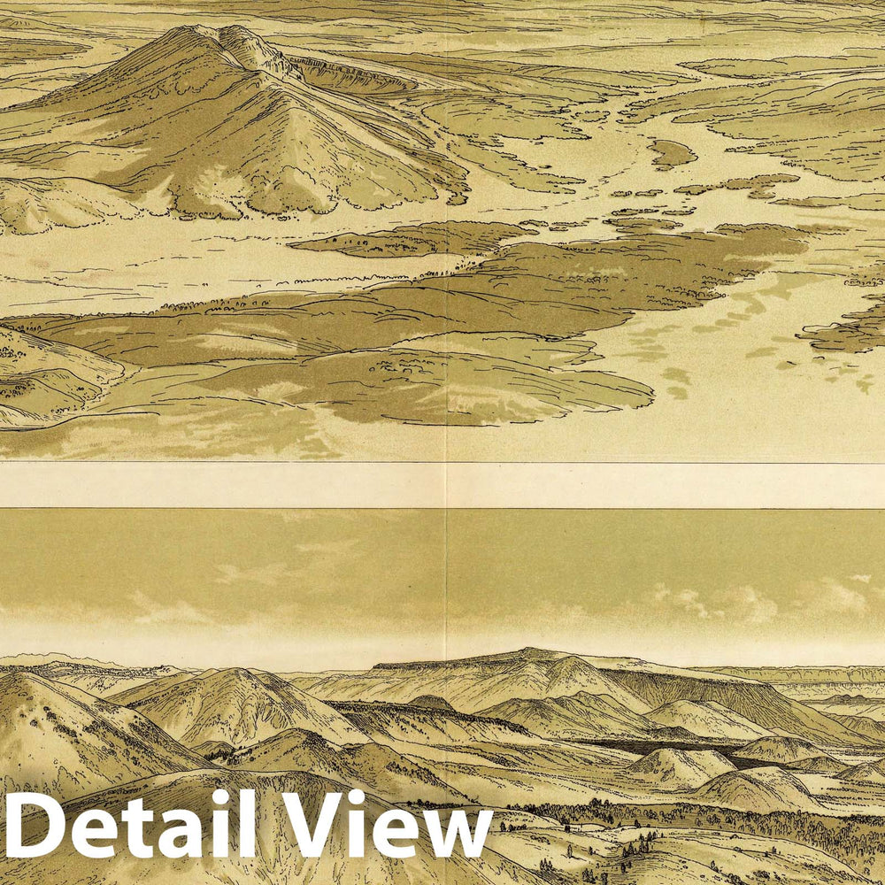 Historic Map : Geologic Atlas - 1882 Views from Mt. Trumbull and Mt. Emma. - Vintage Wall Art