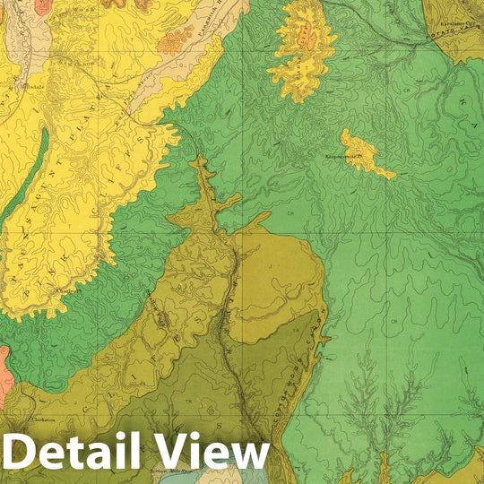 Historic Map : Geologic Atlas - 1882 Geologic Map Of The Mesozoic Terraces Of The Grand Canon District. - Vintage Wall Art