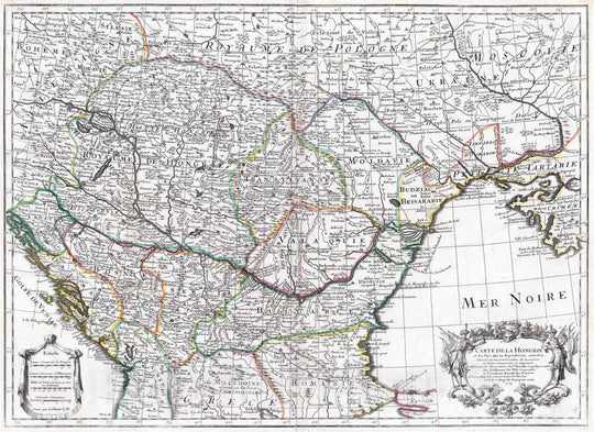 Historic Map : Hungary; Romania, Balkan Peninsula, Europe 1703 Hongrie, pays qui en dependoient autrefois. , Vintage Wall Art