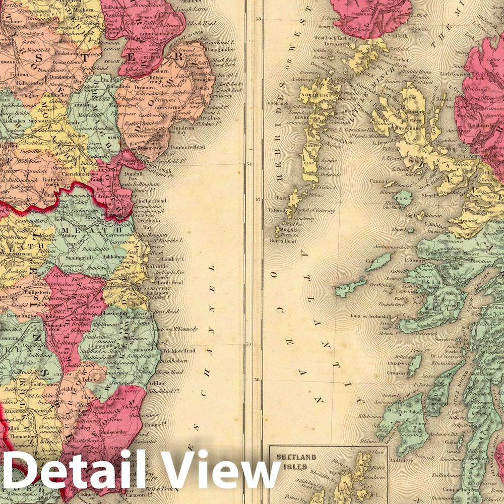 Historic Map : 1860 Ireland, Scotland. - Vintage Wall Art