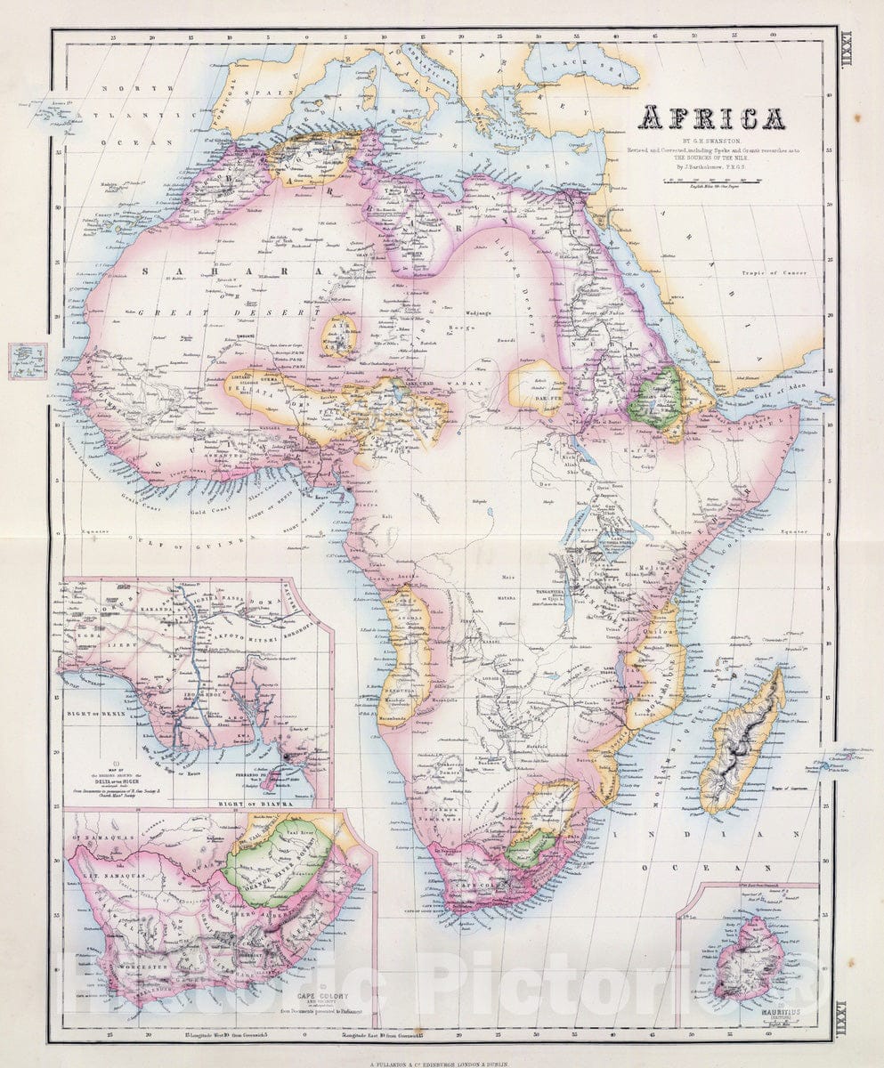 Historic Map : 1872 Africa : Vintage Wall Art