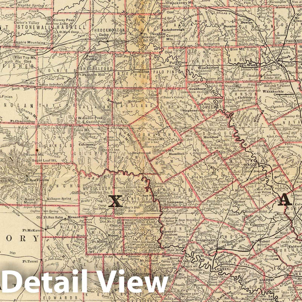 Historic Map : National Atlas - 1879 (Texas and Indian Territory) - Vintage Wall Art