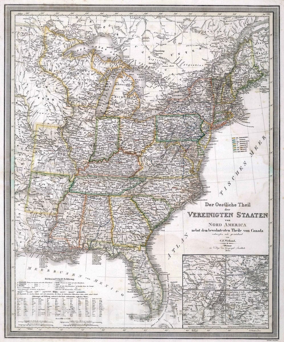 Historic Map : 1841 Eastern Sheet of the United States. - Vintage Wall Art