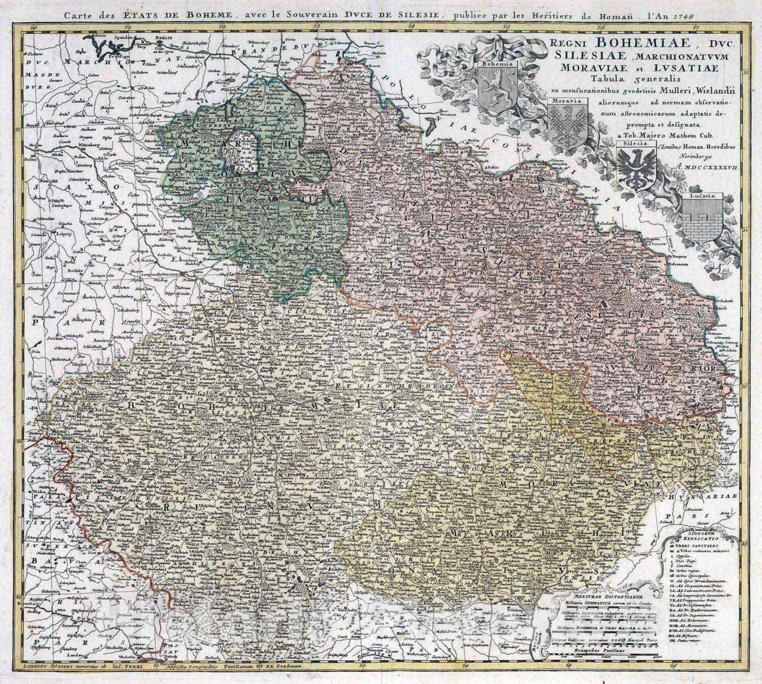 Historic Map : Czech Republic, 1748 Regni Bohemiae. , Vintage Wall Art