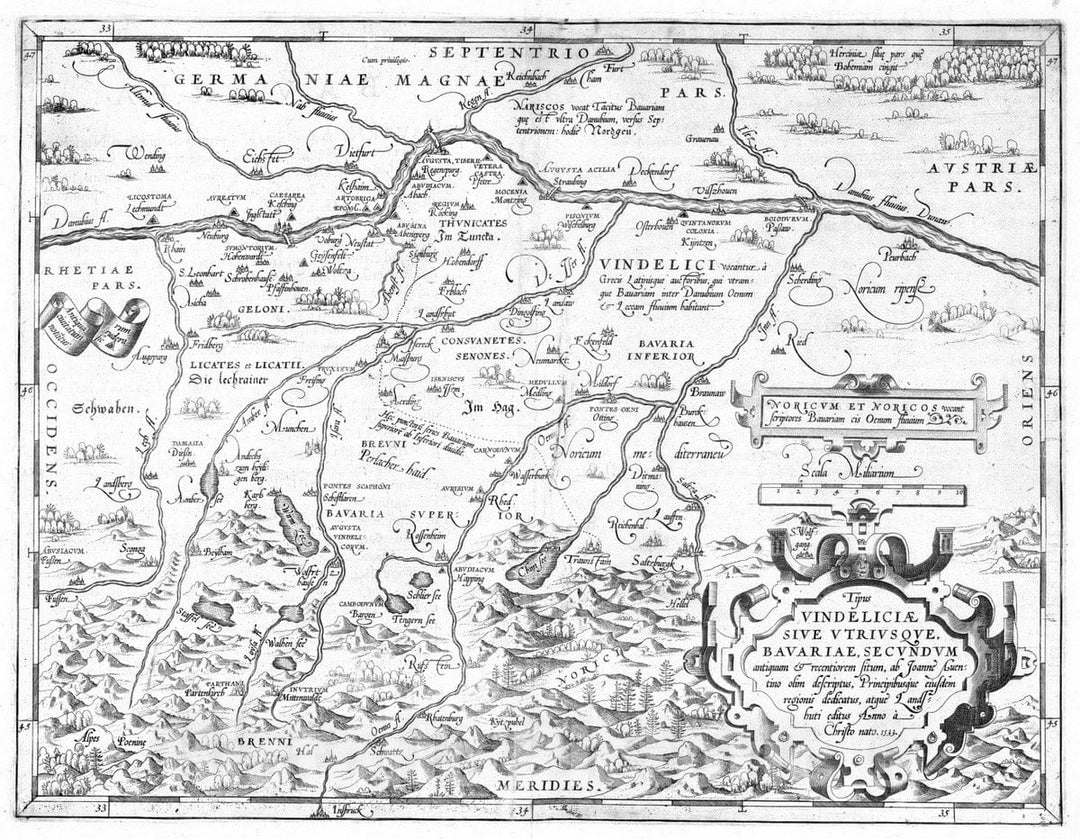 Historic Map : Germany, Bavaria , Germany 1570 (29) Bavariae. , Vintage Wall Art