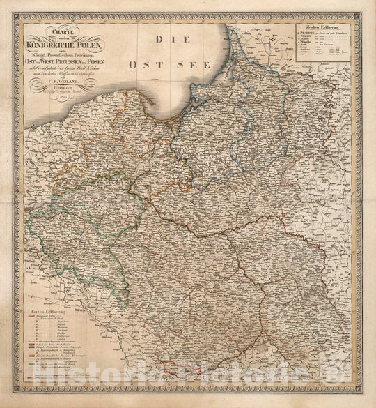 Historic Map - World Atlas - 1820 XXXVII. Kingdoms of Poland East and West Prussia and Posen. - Vintage Wall Art