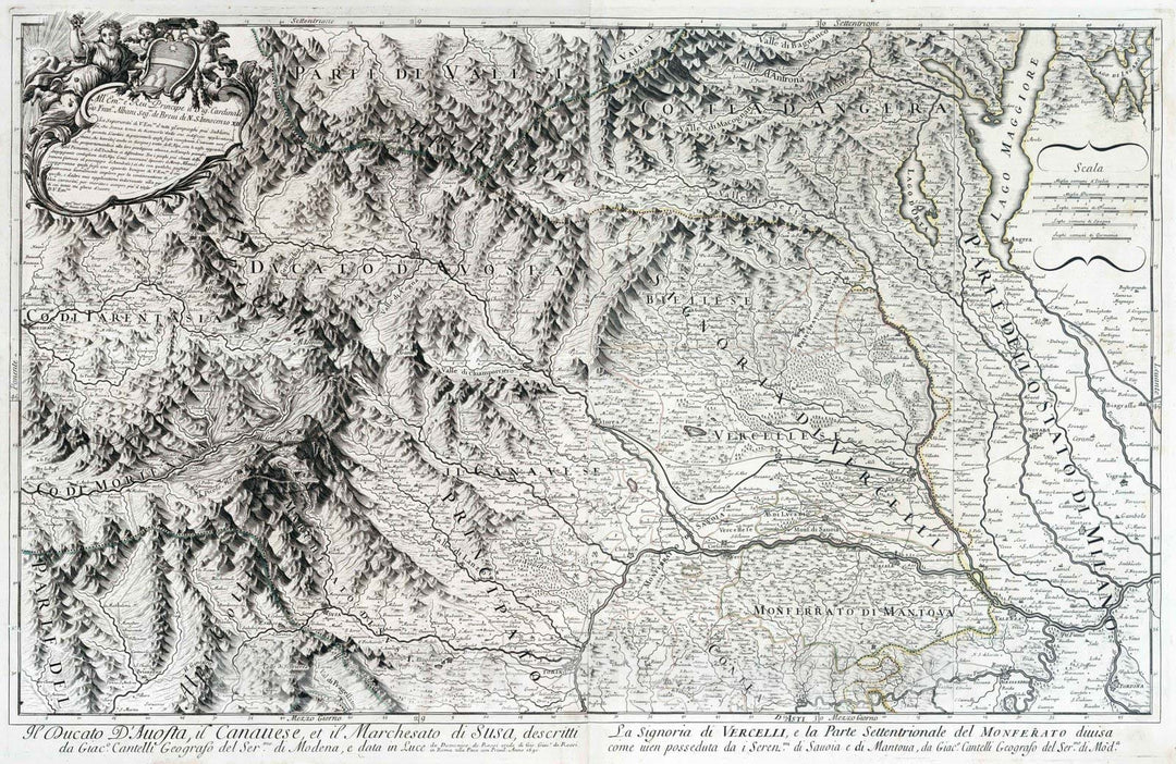 Historic Map : Italy, , Europe 1691 Il Piemonte sotto nome del quale vengono, Map 108-109 , Vintage Wall Art