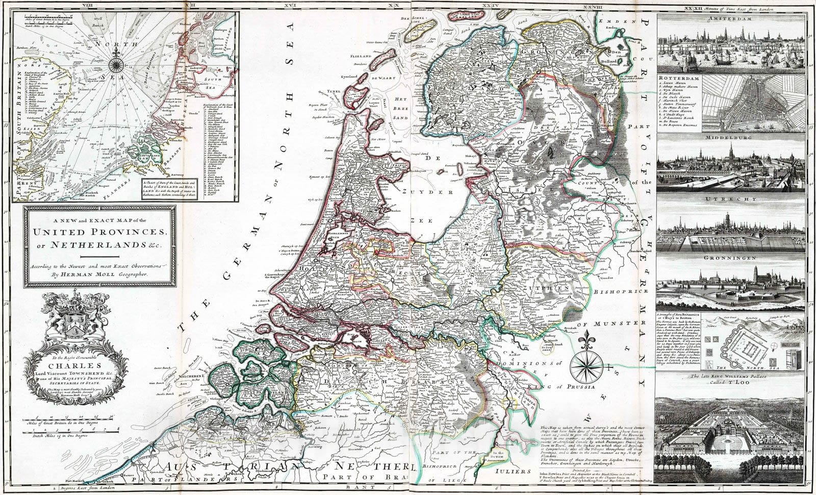 Historic Map : 1732 Netherlands. - Vintage Wall Art