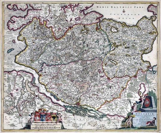 Historic Map : Schleswig-Holstein , Germany 1682 Holsatiae Tabula Generalis. , Vintage Wall Art