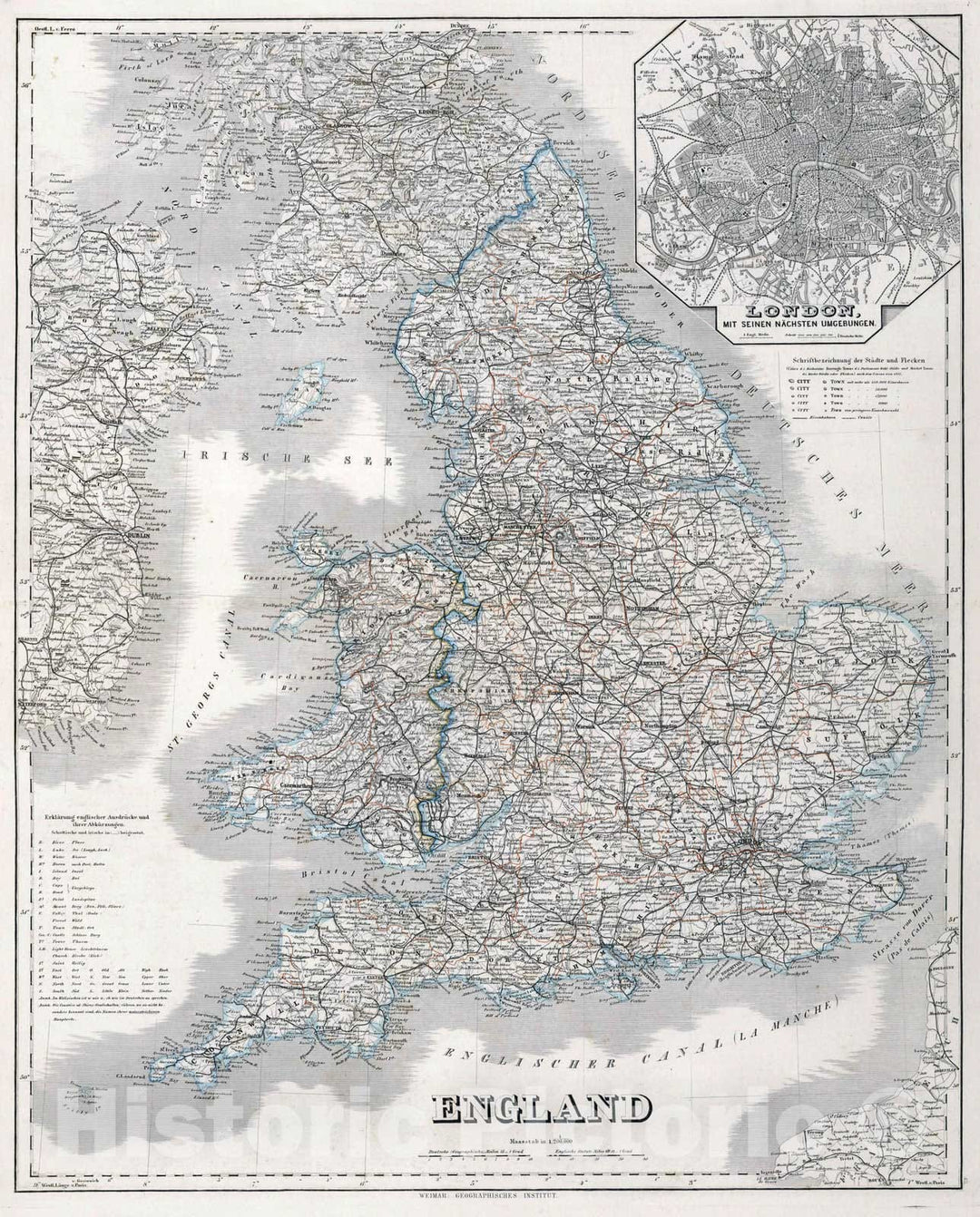 Historic Map : 1879 England. - Vintage Wall Art