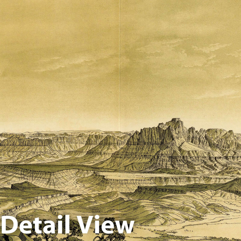 Historic Map : Geologic Atlas - 1882 The Temples and Towers of the Virgen. - Vintage Wall Art