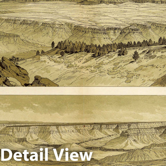 Historic Map : Geologic Atlas - 1882 Views looking east and south from Mt. Trumbull. - Vintage Wall Art