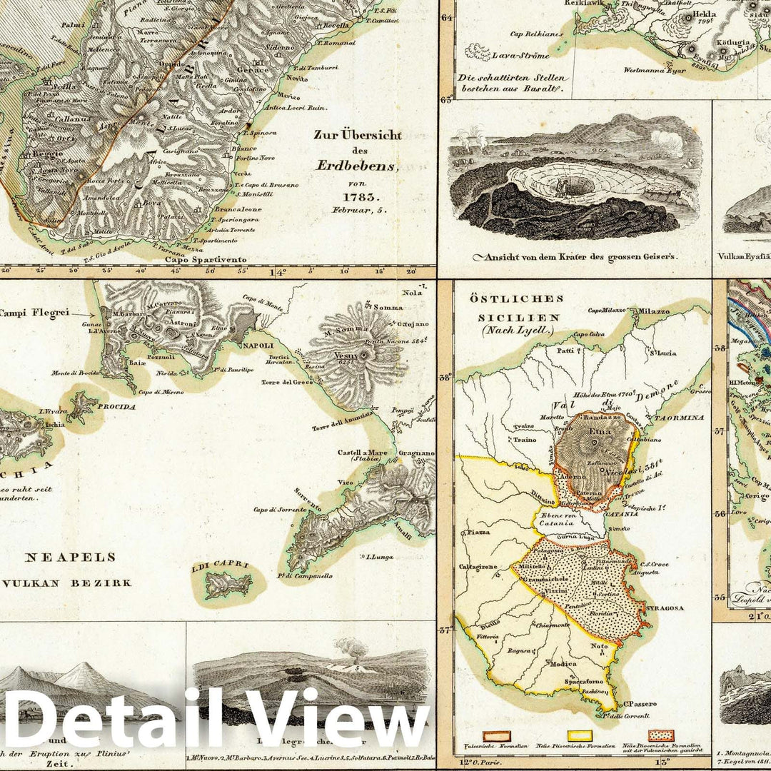 Historic Wall Map : 1839 Specialia vom Vulkan Gurtel des Atlantischen Oceans. - Vintage Wall Art