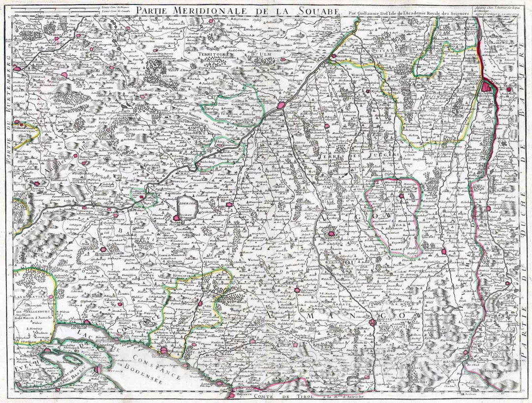 Historic Map : Germany, 1704 Souabe Meridionale. , Vintage Wall Art