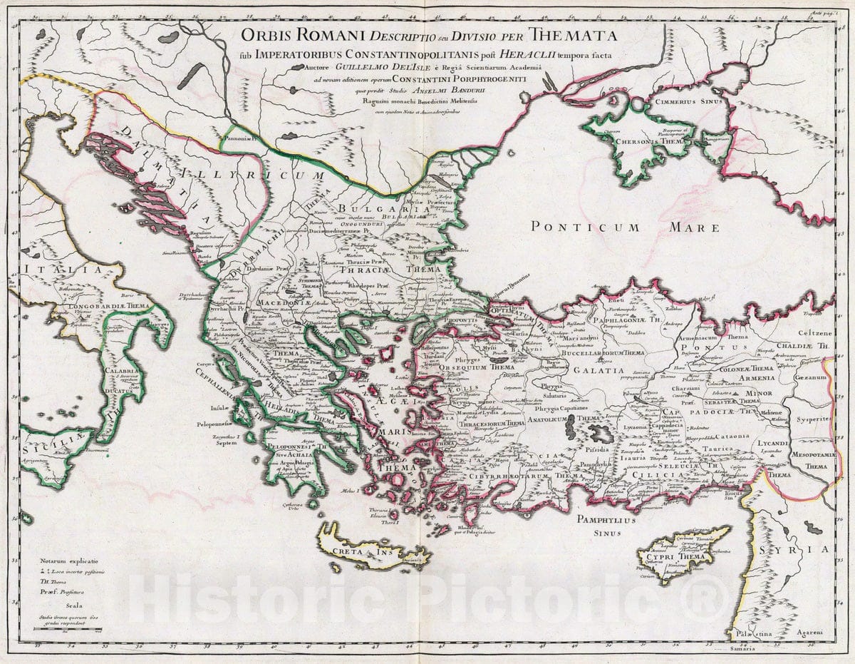 Historic Map : Greece; Turkey, Rome, Asia; Europe 1715 Orbis Romani descriptio. , Vintage Wall Art