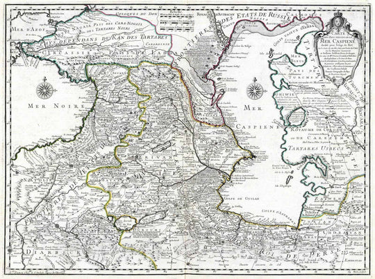 Historic Map : Caspian Sea Region, Asia; Europe 1723 Mer Caspiene, Pays voisins. , Vintage Wall Art