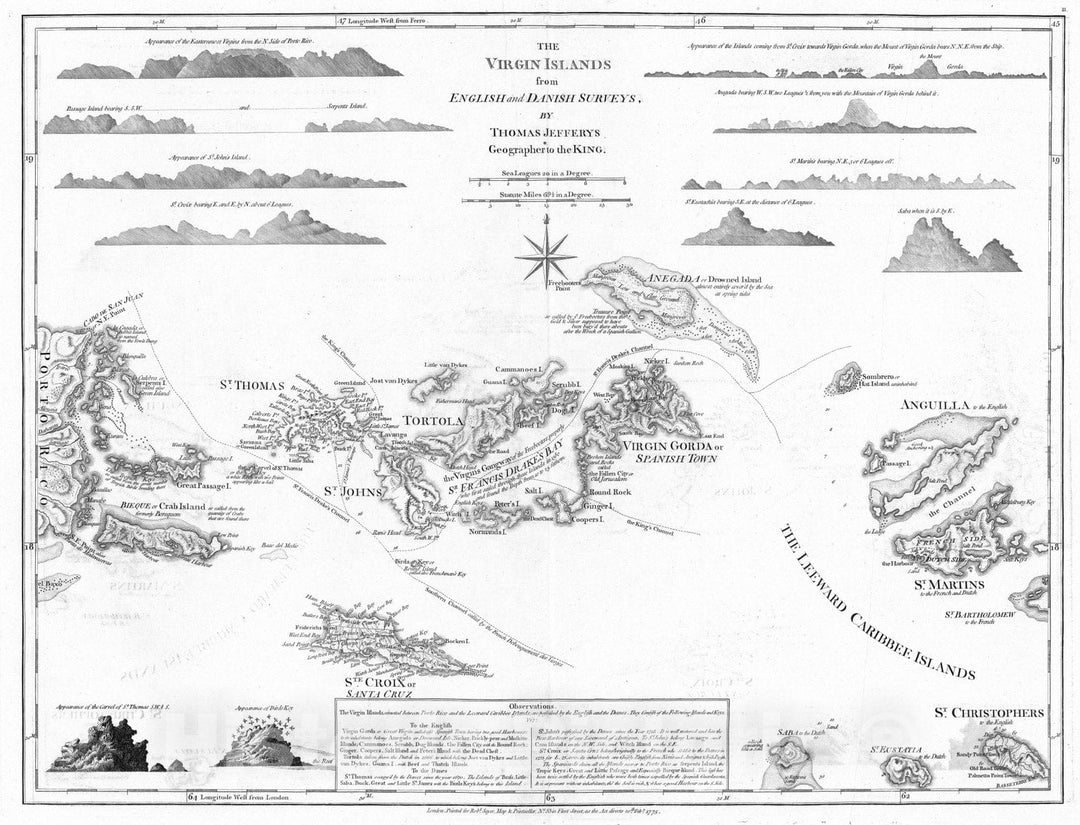 Historic Map : 1775 The Virgin Islands. - Vintage Wall Art