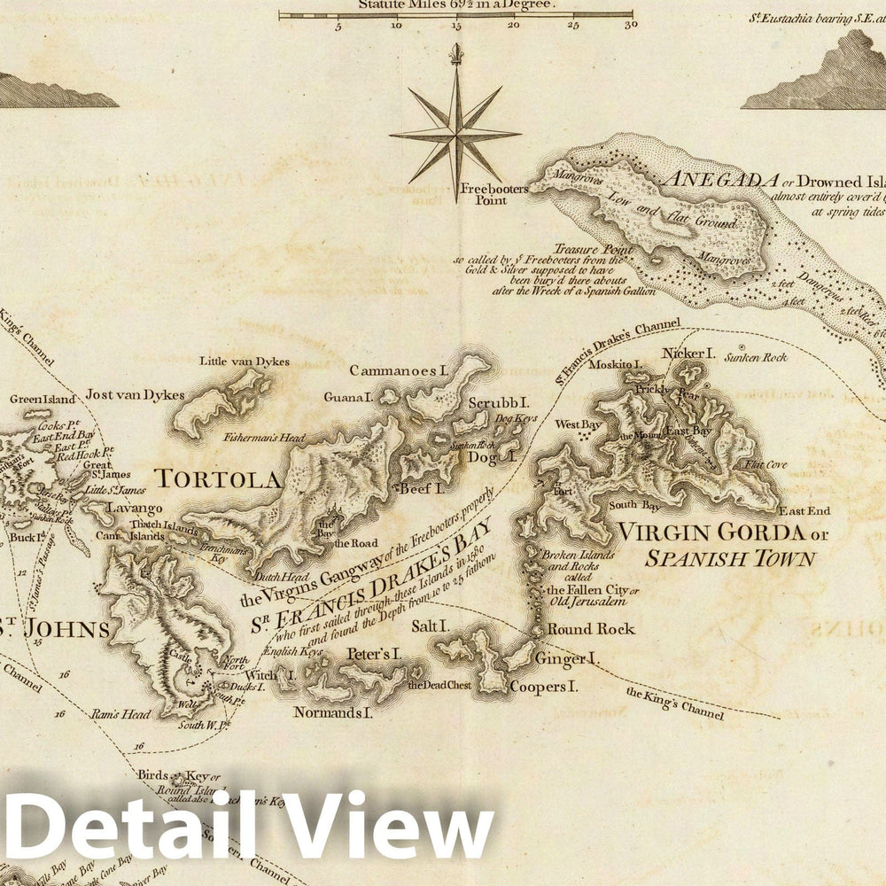 Historic Map : 1775 The Virgin Islands. - Vintage Wall Art