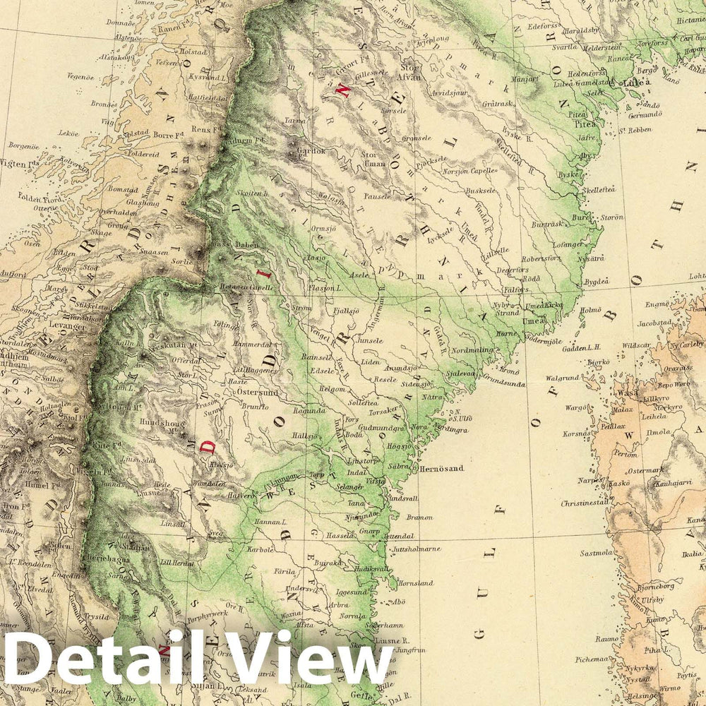 Historic Map : 1872 Sweden and Norway with Russian Finland. - Vintage Wall Art