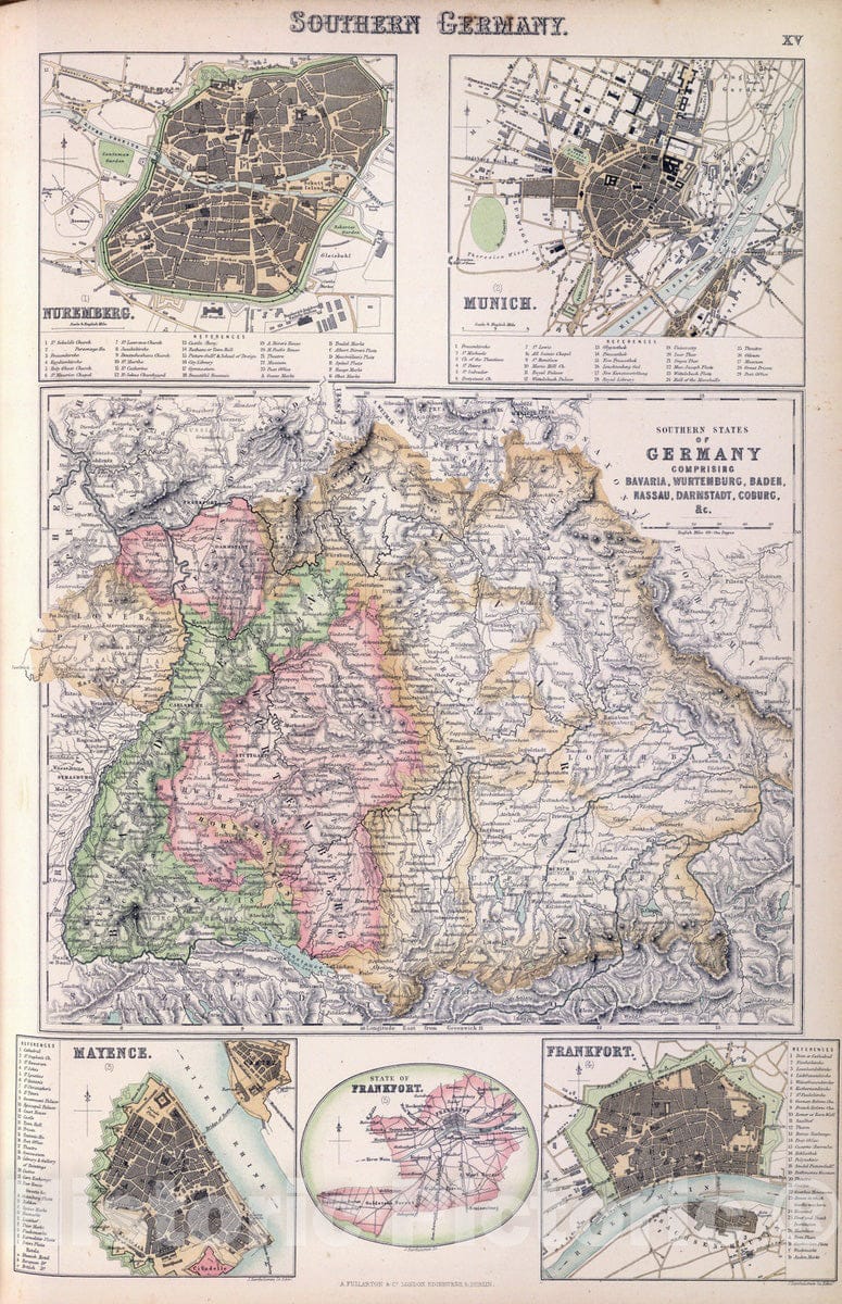 Historic Map : 1872 Southern Germany. - Vintage Wall Art