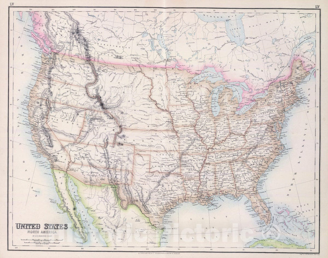 Historic Map : 1872 United States. - Vintage Wall Art