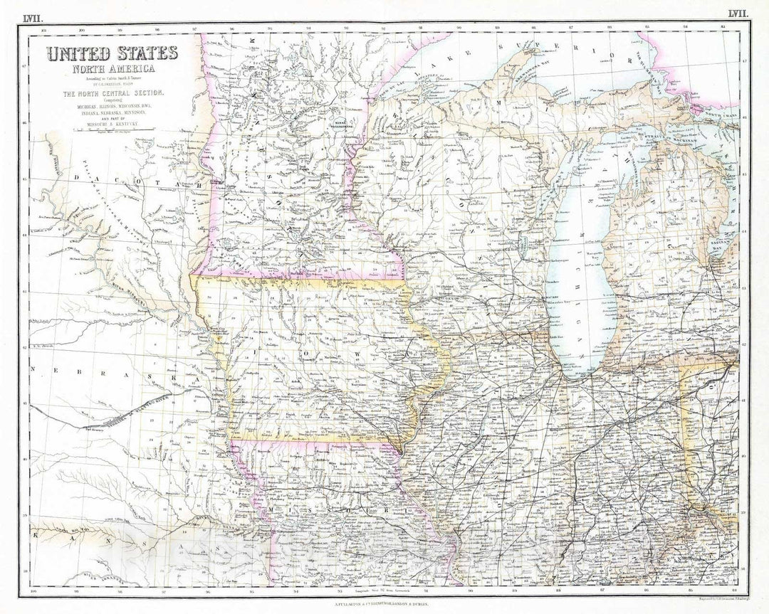 Historic Map : 1872 United States, North Central Section. - Vintage Wall Art