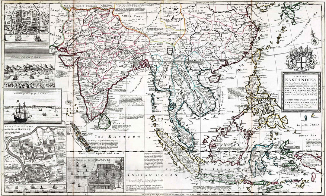 Historic Map : 1732 East Indies and India. - Vintage Wall Art