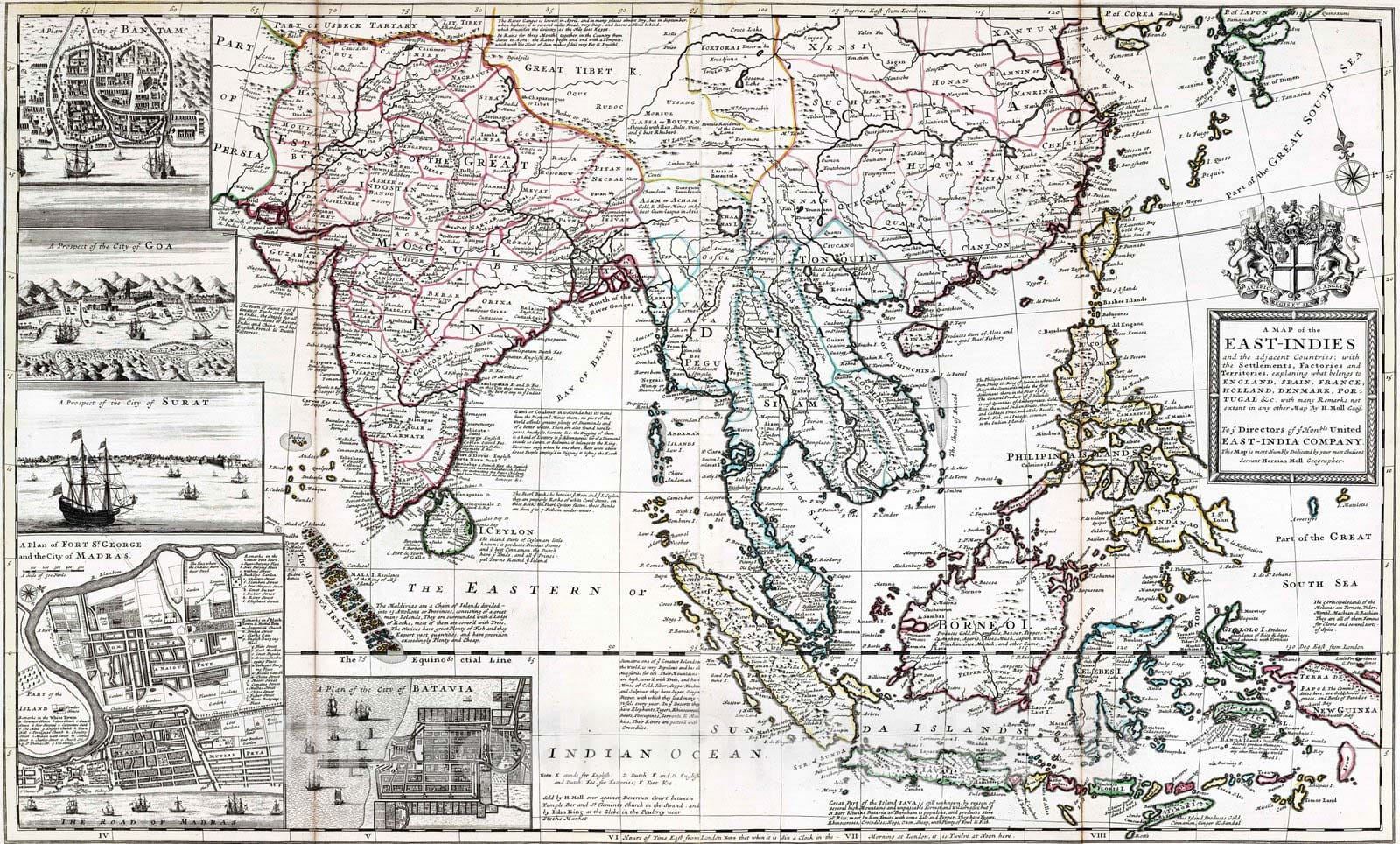 Historic Map : 1732 East Indies and India. - Vintage Wall Art