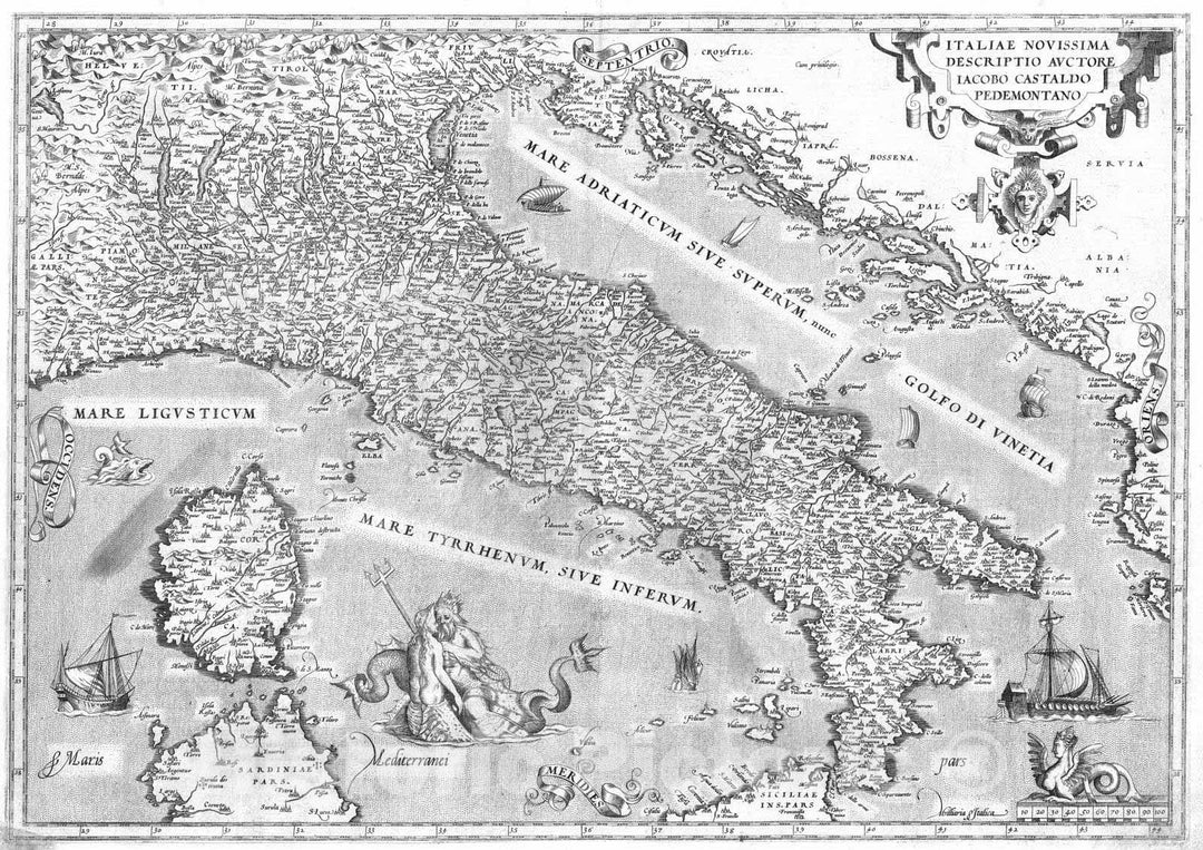 Historic Map : Italy, 1570 Italiae. , Vintage Wall Art