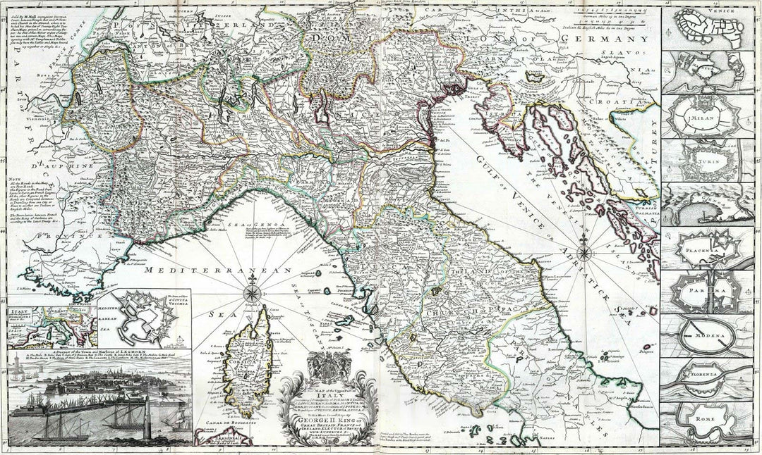 Historic Map : 1732 Italy. v2 - Vintage Wall Art