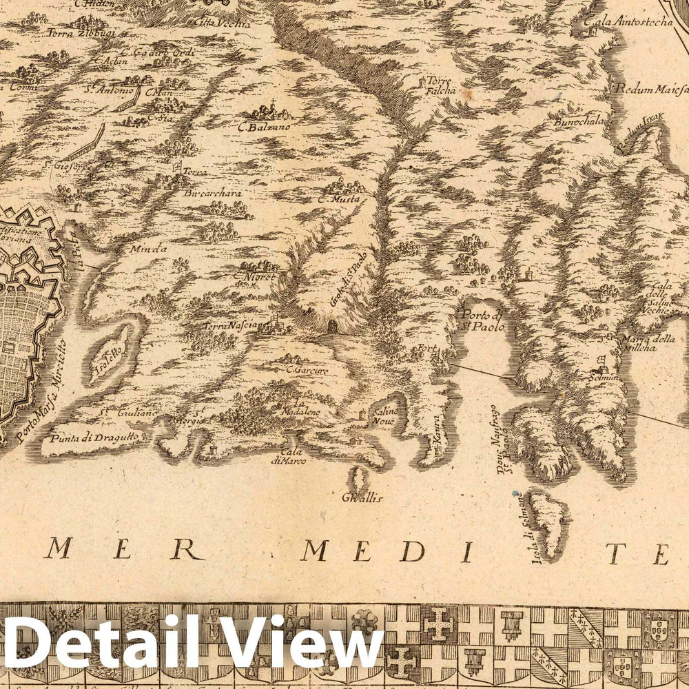 Historic Map : Malta, 1722 L'isle de Malthe , Vintage Wall Art