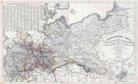 Historic Map : Prussia , Germany, 1847 Composite map: Der Preussische Staat , Vintage Wall Art