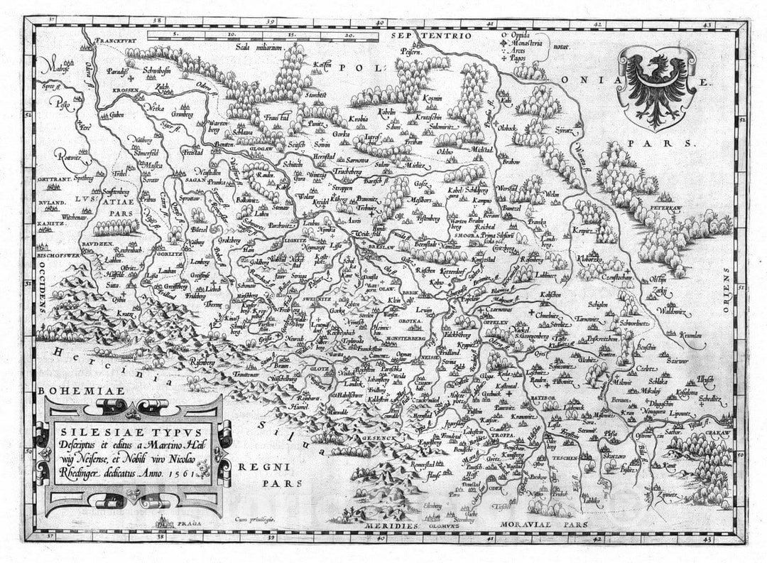 Historic Map : Germany, Silesia, Germany 1561 (26) Silesiae. , Vintage Wall Art