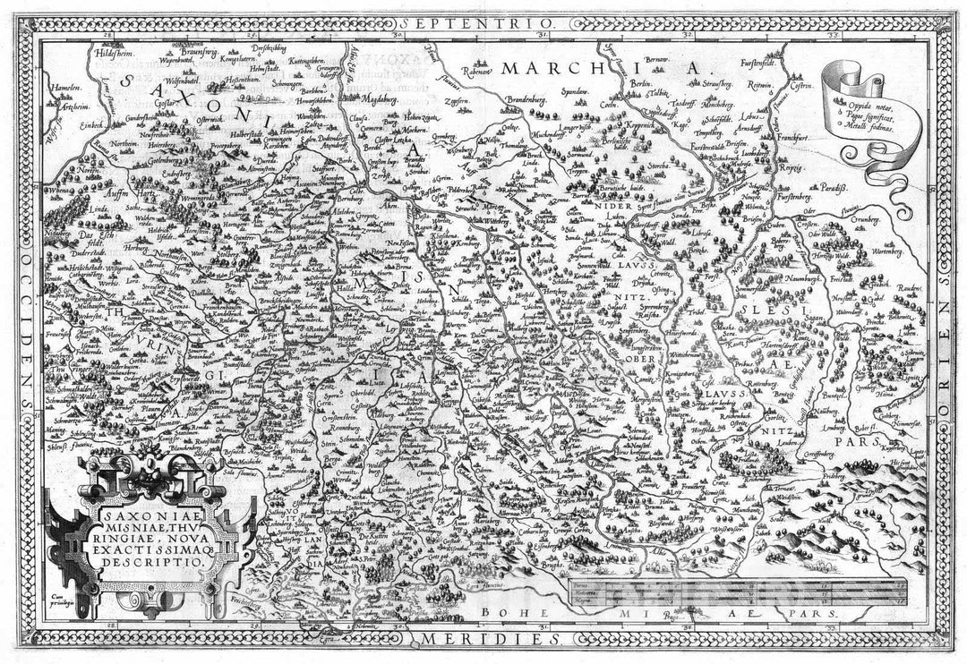 Historic Map : Germany, Saxony , Germany 1570 (23) Saxoniae. , Vintage Wall Art