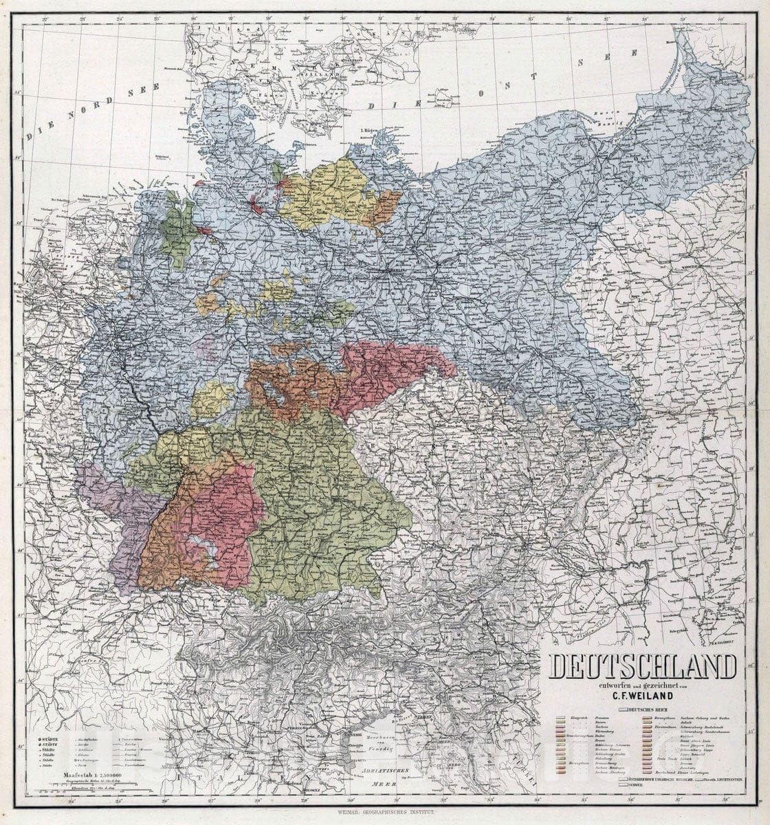 Historic Map : 1879 Germany. - Vintage Wall Art